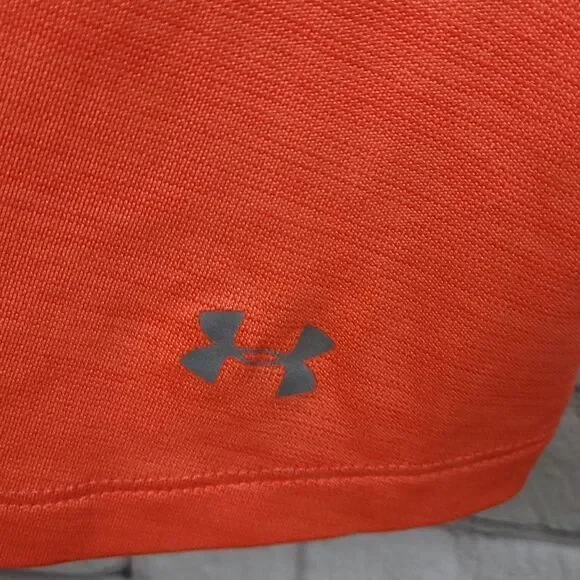 Under Armour Women’s HeatGear Neon Coral Racerback Running Tank Top Medium Loose - Picture 4 of 8